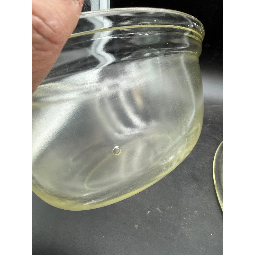 Vintage Pyrex 194 Clear Glass Oval Casserole Dish‎ with Lid Yellow Rim Trim